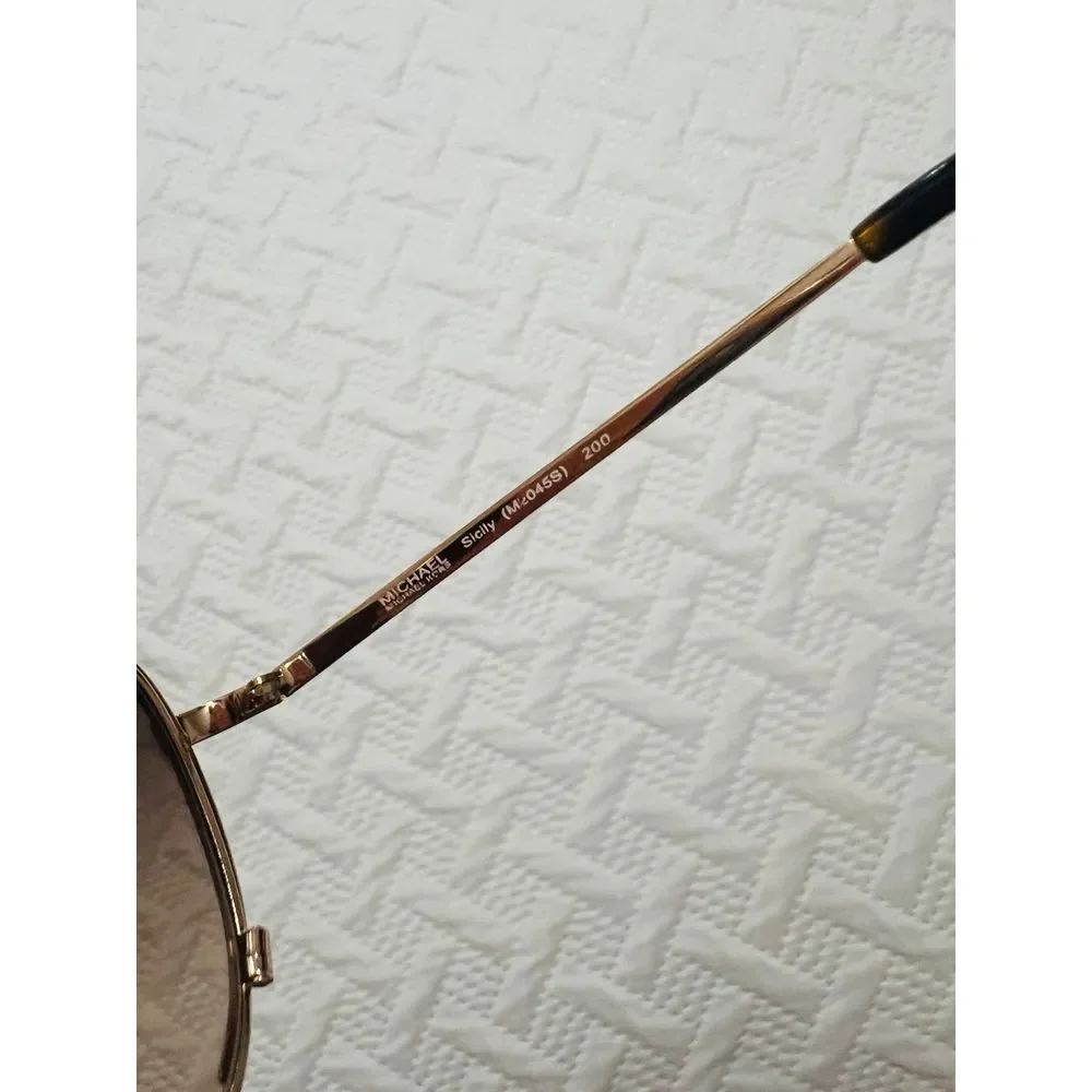 Michael Kors Womens Aviator Gold & Brown Sunglasses With Dust Cloth And‎ Case